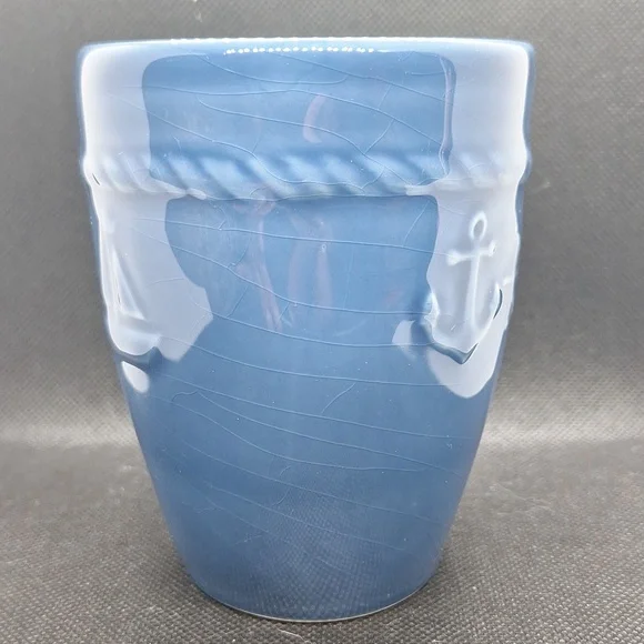 Ocean Blue Nautical Mug with Anchor and Wheel - Picture 2 of 5